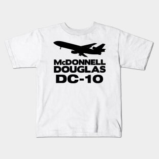 McDonnell Douglas DC-10 Silhouette Print (Black) Kids T-Shirt